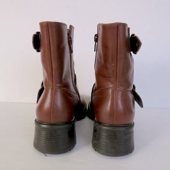 G.H. BASS Shoes Women’s Brown Leather Buckle Ankle Boots Size 8M - Picture 4 of 5